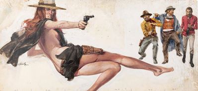 Bozzetto per 'La texana e i fratelli Penitenza' (tempera su cartone)