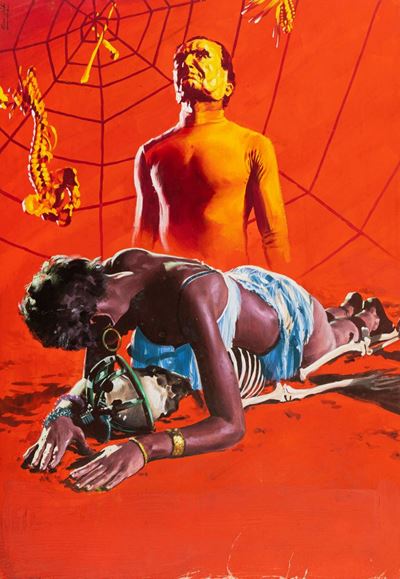 Bozzetto originale per 'Il terrore non ha confini' (The Electronic Monster), tempera su cartoncin...