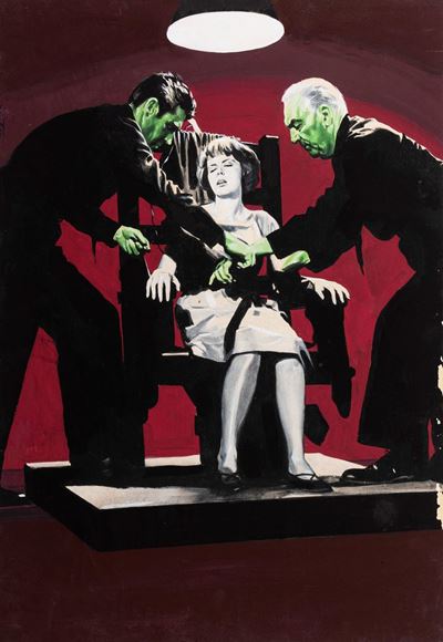 Bozzetto per la locandina del film 'Cella della morte' (Why Must I Die?), tempera su cartone