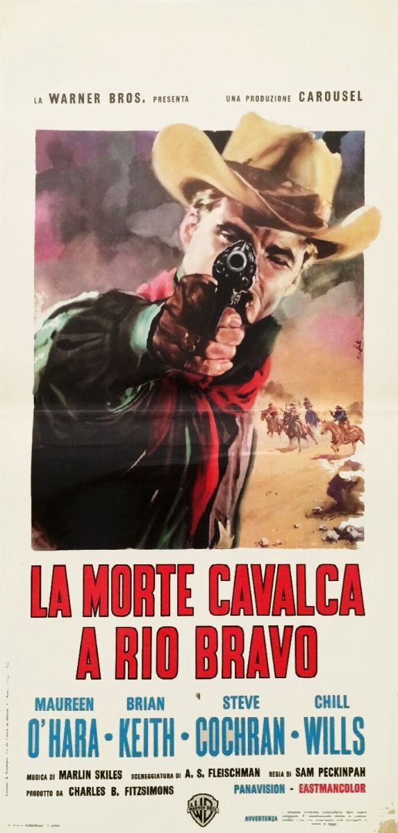 Enzo Nistri - Bozzetto originale per 'La morte cavalca a Rio Bravo', tempera su cartone