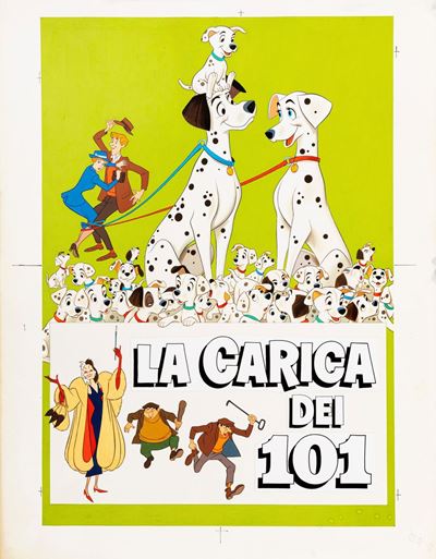 La carica dei 101 (One Hundred and One Dalmatians), tempera su cartoncino