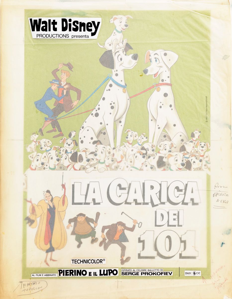 Bruno Napoli - La carica dei 101 (One Hundred and One Dalmatians), tempera su cartoncino
