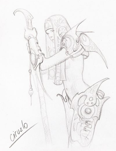 Anonimo, Queen warrior, matita su carta
