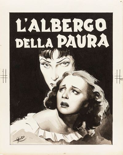 L’albergo della paura - Copertina, china e tempera su cartoncino