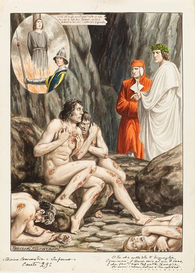 La Divina Commedia - Inferno, matita, china, acquerello e tempera su cartoncino