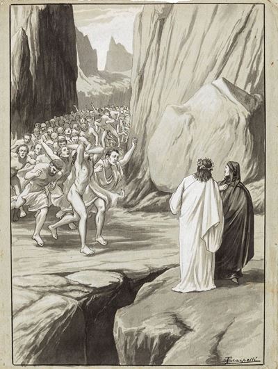 La Divina Commedia - Purgatorio, matita, china e tempera su cartoncino