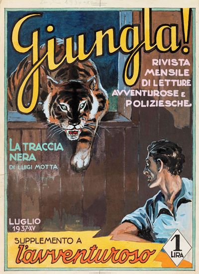 Giungla! - La traccia nera, tempera su cartoncino, 1937