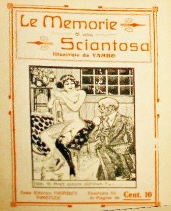 Yambo (enrico Novelli) - Le memorie di una Sciantosa, matita, china e biacca su cartoncino