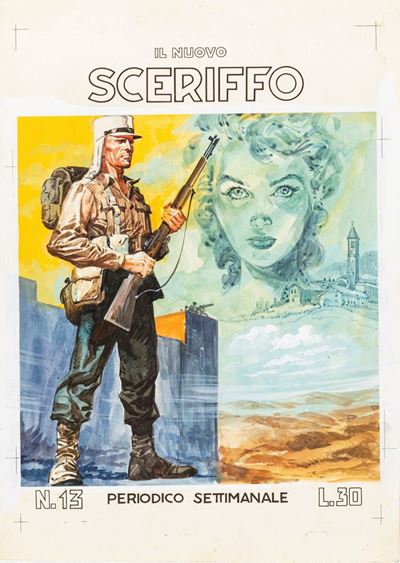 Il Nuovo Sceriffo - Legionario, tempera e acquerello su cartoncino