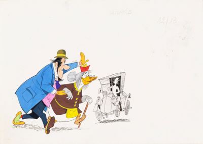 Illustrazione di Genoveffa (Zia Paperotta) - Matita, china e tempera su cartoncino