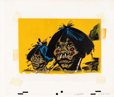 Pratt, Corto Maltese e la laguna dei bei sogni, tempera su rodovetro