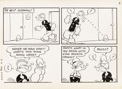Popeye - House Boat, matita e china su cartoncino