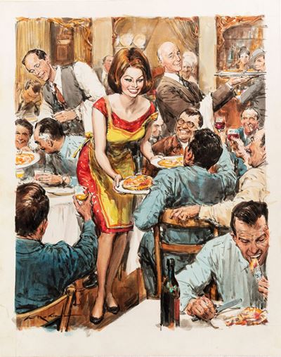 Sophia Loren - Illustrazione originale, tempera e acquerello su cartoncino
