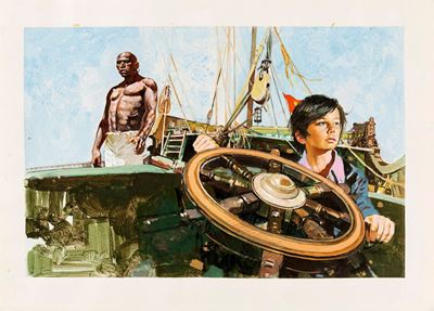 Un capitano di quindici anni - tempera su cartoncino
