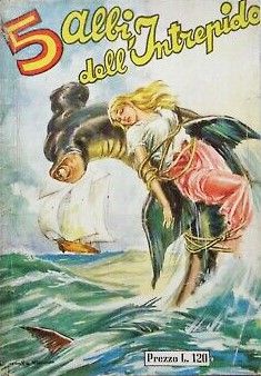 Gino Pallotti - Intrepido - Il mostro dei mari, tempera e acquerello su cartoncino