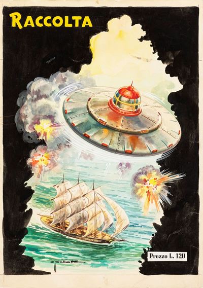 UFO, tempera e acquerello su cartoncino