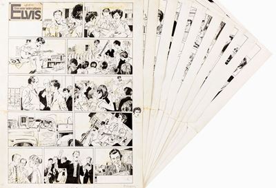 Serie di tavole originali per 'Elvis', matita e china su cartoncino