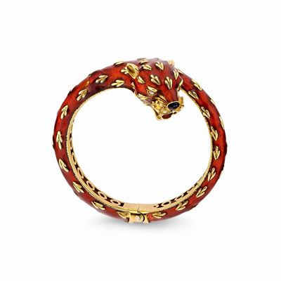 Bracciale in Oro Giallo 18k, Diamanti e Smalto