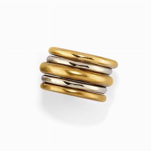 Anello-ciondolo in oro liscio e satinato 18k