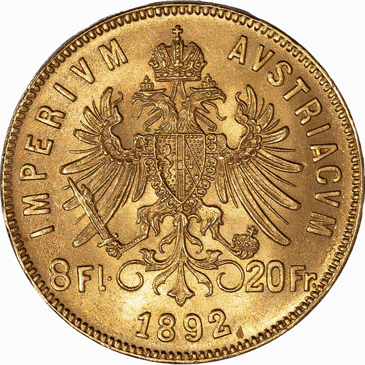 Austria, Franz Joseph I, 1848-1916 - Franz Joseph I, 8 Fiorini / 20 Franchi, 1892