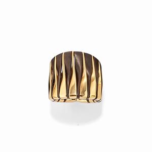 A 18k yellow gold and bronze ring, Vhernier, with box and warranty