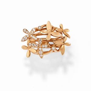 Anello in oro rosa 18k e diamanti