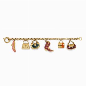 Bracciale charms in oro 18k e smalto