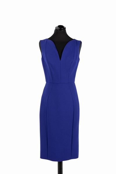 Abito in lana blu elettrico con fodera in seta