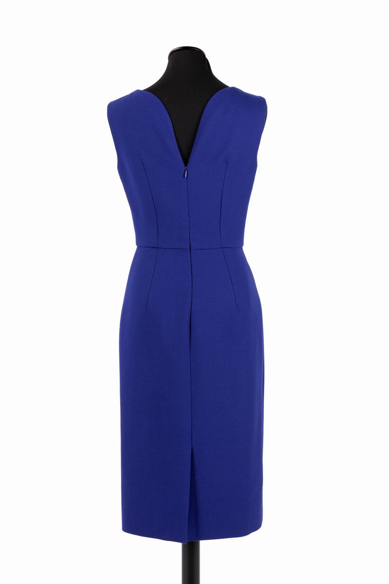 Christian Dior - Abito in lana blu elettrico con fodera in seta
