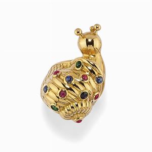 Anello in oro 18k, rubini e zaffiri