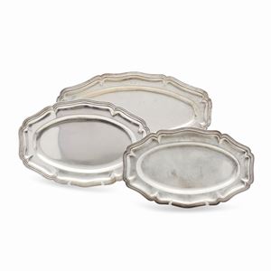 Three silver trays