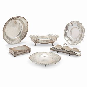 Sei oggetti in argento, Italia, XX secolo