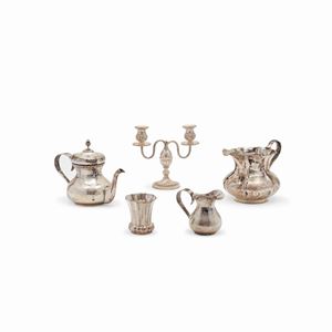 Five silver objects, Italy, 20th Century