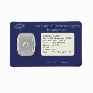 Diamante sigillato in blister taglio brillante di ct 0,66