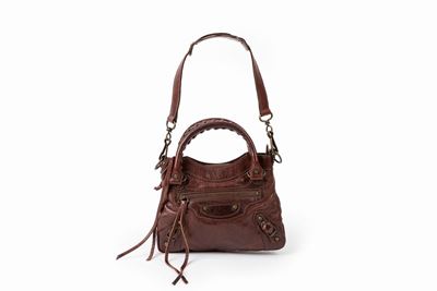 Borsa Neo Cagole, pelle marrone con dettagli in metallo brunito