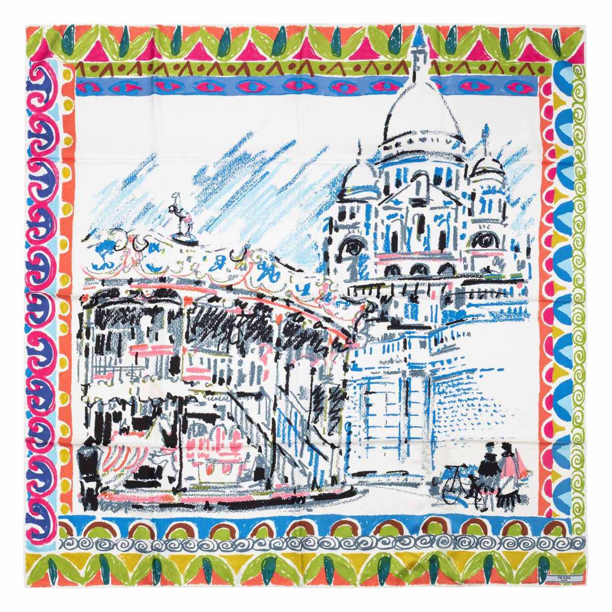Prada e Nina Ricci - Lotto di due foulard in seta, stampa fantasia