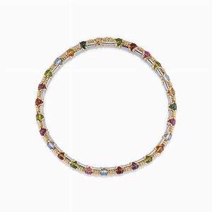 Collana in oro 18k, acciaio e pietre colorate