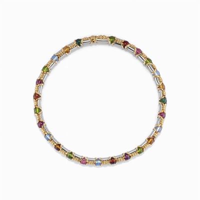 Collana in Oro 18k, Acciaio e Pietre Colorate