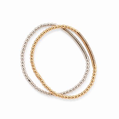 Due Bracciali in Oro Bianco e Rosa 18k e Diamanti