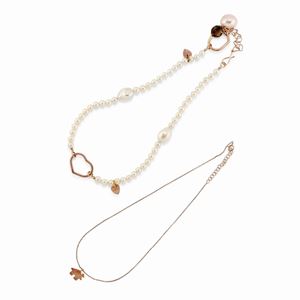 A 9k rose gold, fresh water cultured pearl two necklaces, Kidult