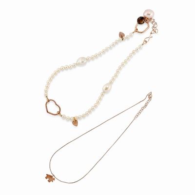Due Collane in Oro Rosso 9k e Perle Coltivate D'acqua Dolce