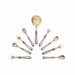 A silver cutlery service