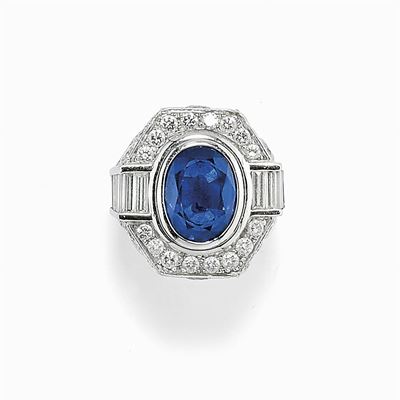 Anello in Oro 18k, Zaffiro e Diamanti