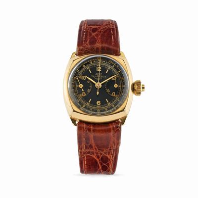 Cronografo, anni '40, cassa in oro 18k, calibro Valjoux 13