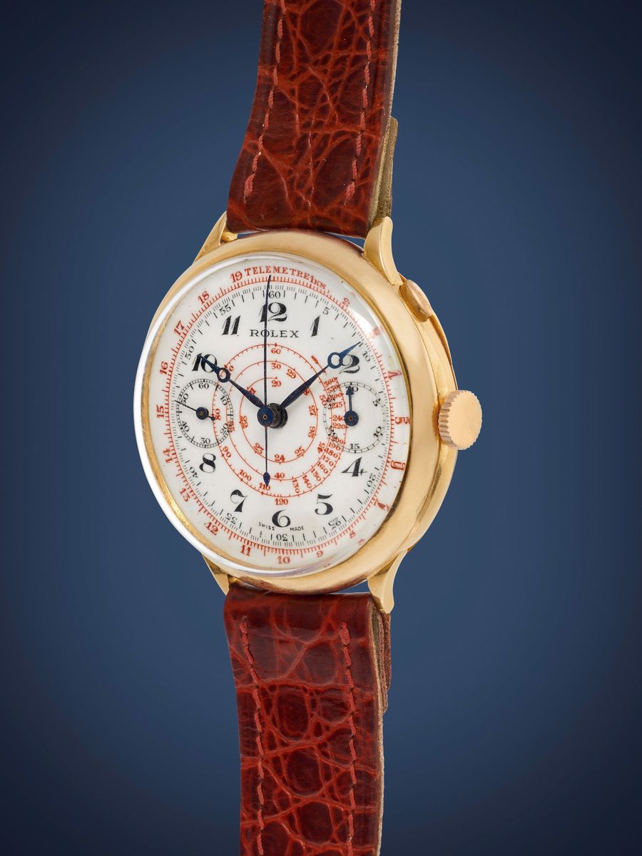 Rolex - Cronografo 2021, anni ‘20, oro 18k, quadrante in smalto bianco