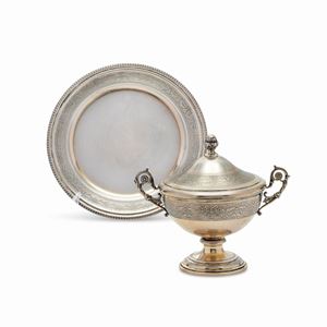 A silver cup and dish, Italy 20th Century