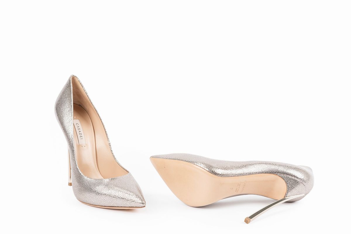 Casadei - Scarpe décolleté in pelle martellata argentata