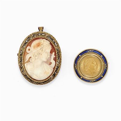 Due Spille-pendenti in Argento e Oro 18k