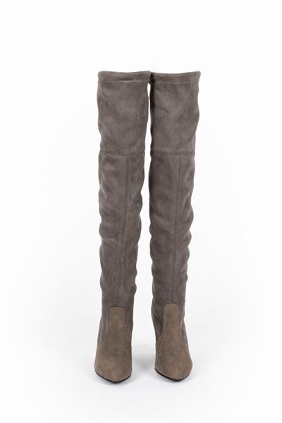 Stivali Cuissard in camoscio grigio