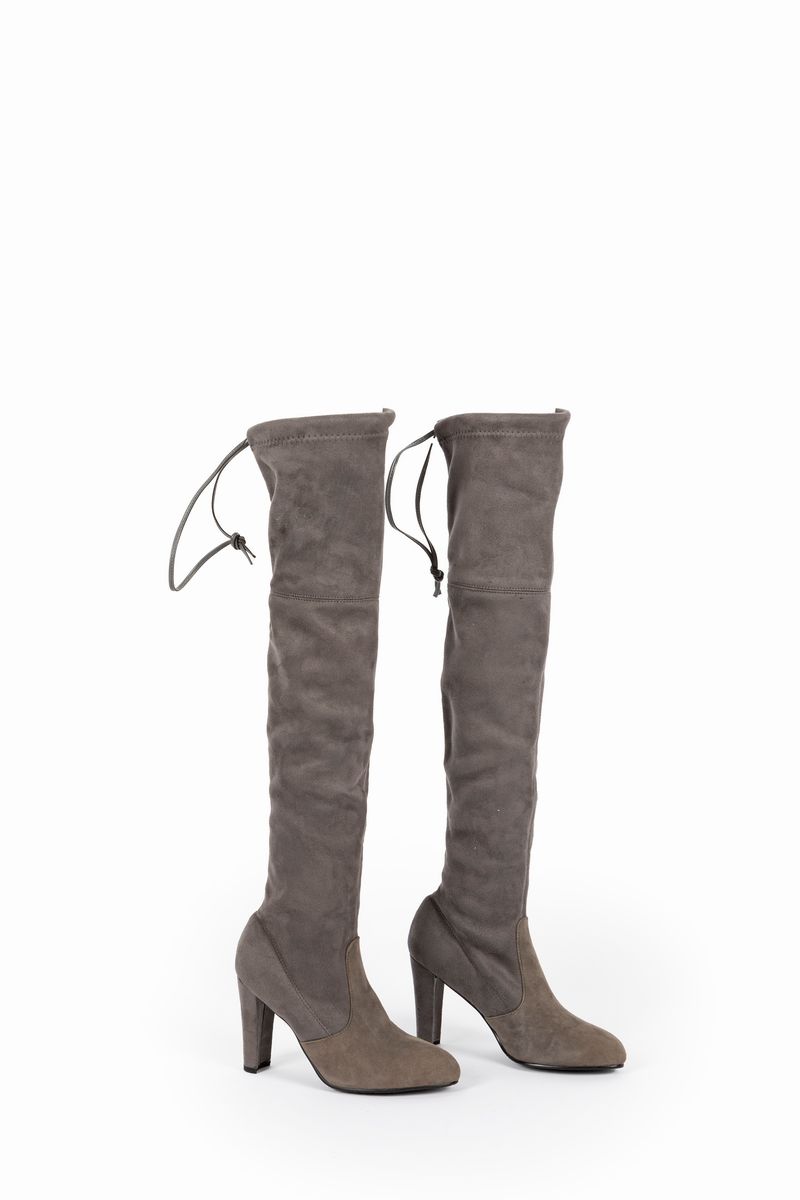 Stuart Weitzman - Stivali Cuissard in camoscio grigio